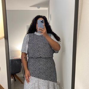 Anne Taylor Mock Neck Fall Asymmetrical Dress